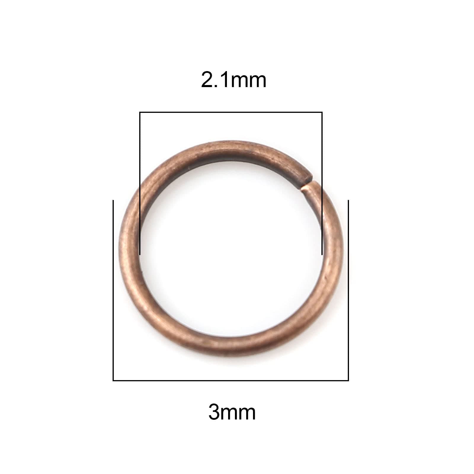 200 Pieces - 3mm Jump Rings Antique Copper Tone Extra Small - 24 Gauge (0.5mm Thickness)