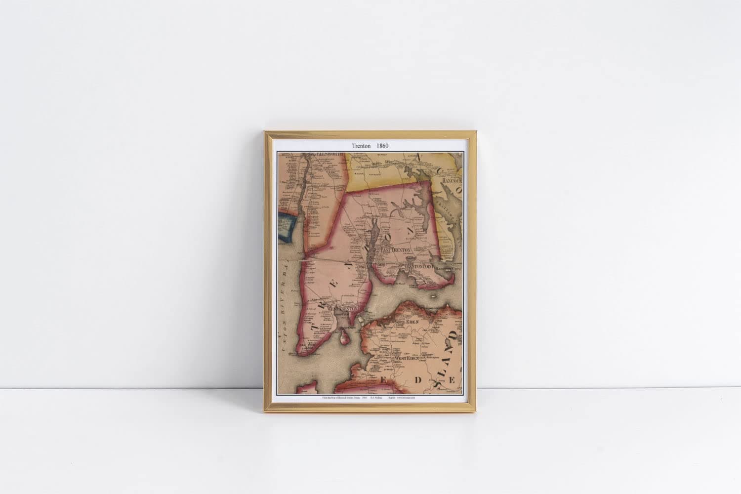 Trenton 1860 Maine Oak Point West Eden Goose Cove Thompson's Island Hancock County Map Poster | 11x17 12x18 16x24 24x36 Historical Unframed Wall Art | Vintage Antique Rustic Print for Decor