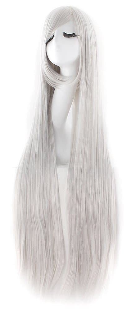 40" 100cm Anime Costume Long Straight Cosplay Wig Party Wig (Silver Gray)