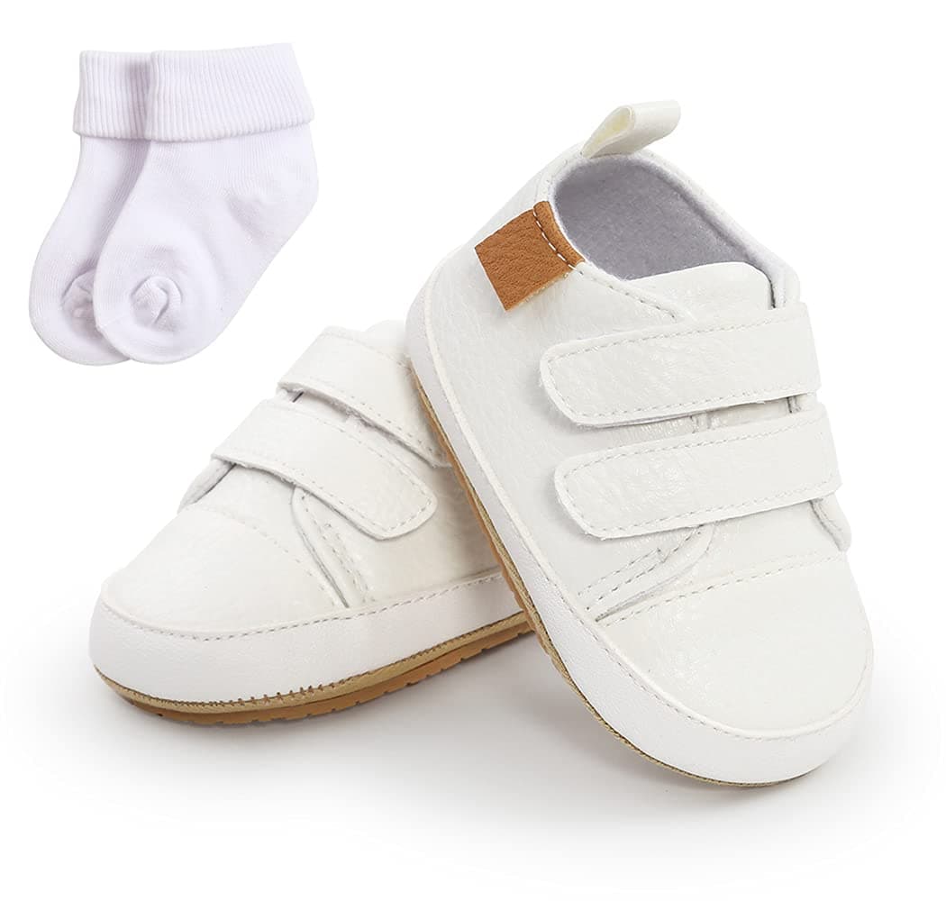 Baby Girls Boys Sneakers Toddler PU Leather First Walking Shoes Anti-Slip Inf...