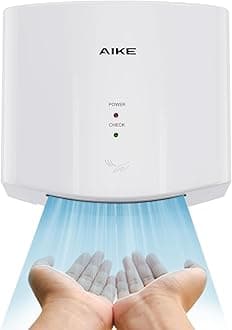 AIKE Air Wiper Compact Hand Dryer, High-Speed Drying, 1400W 220V, Plug & Go, Paperless Touchless for Public Bathroom, AK2630S (White)