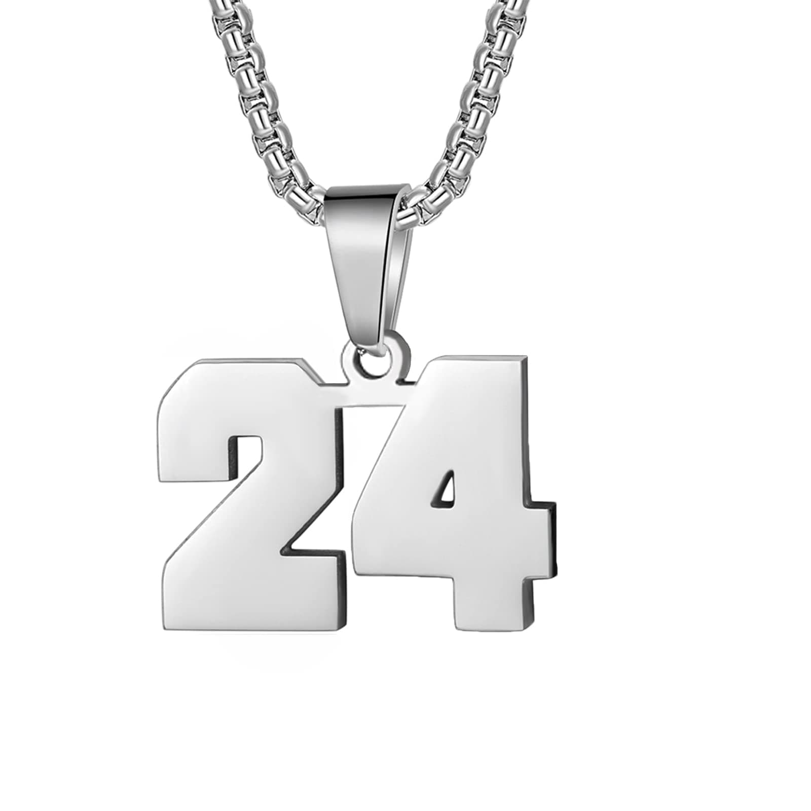 Number Necklaces Personalized Necklaces 18K Gold Plated Initial Number Pendant Stainless Steel Chain Sports Necklaces for Men Women