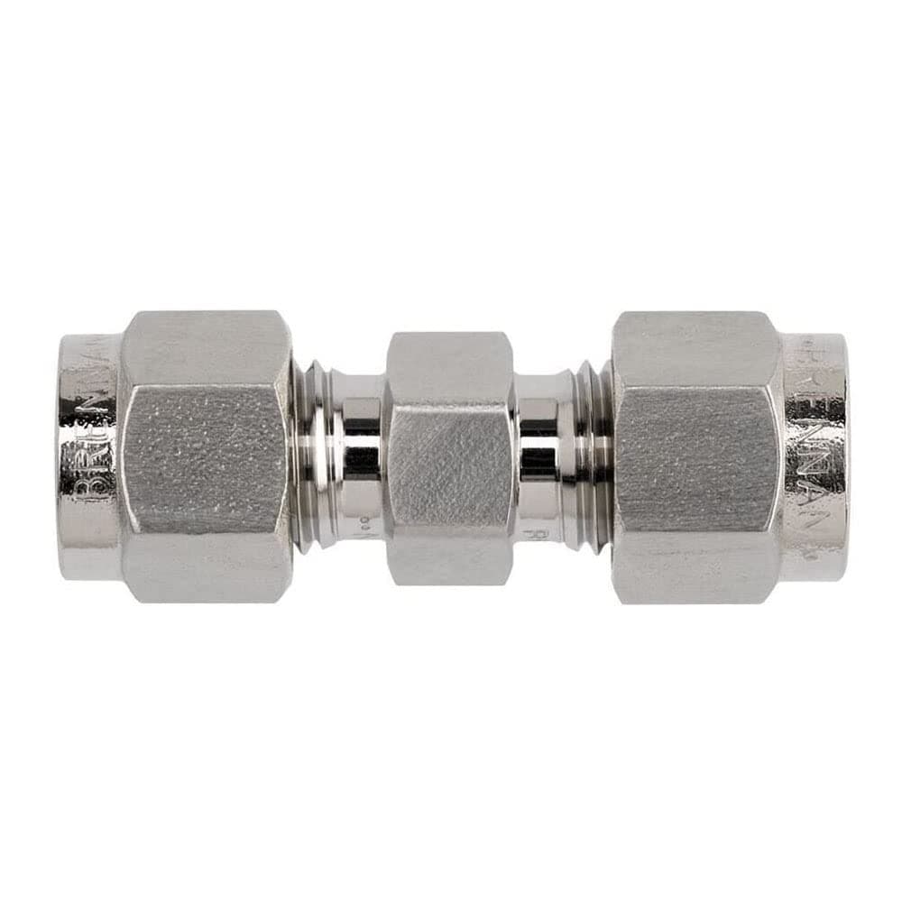 Brennan N2403-06-06-SS Stainless Steel Compression Tube Fitting, Straight Union, 3/8" Tube OD