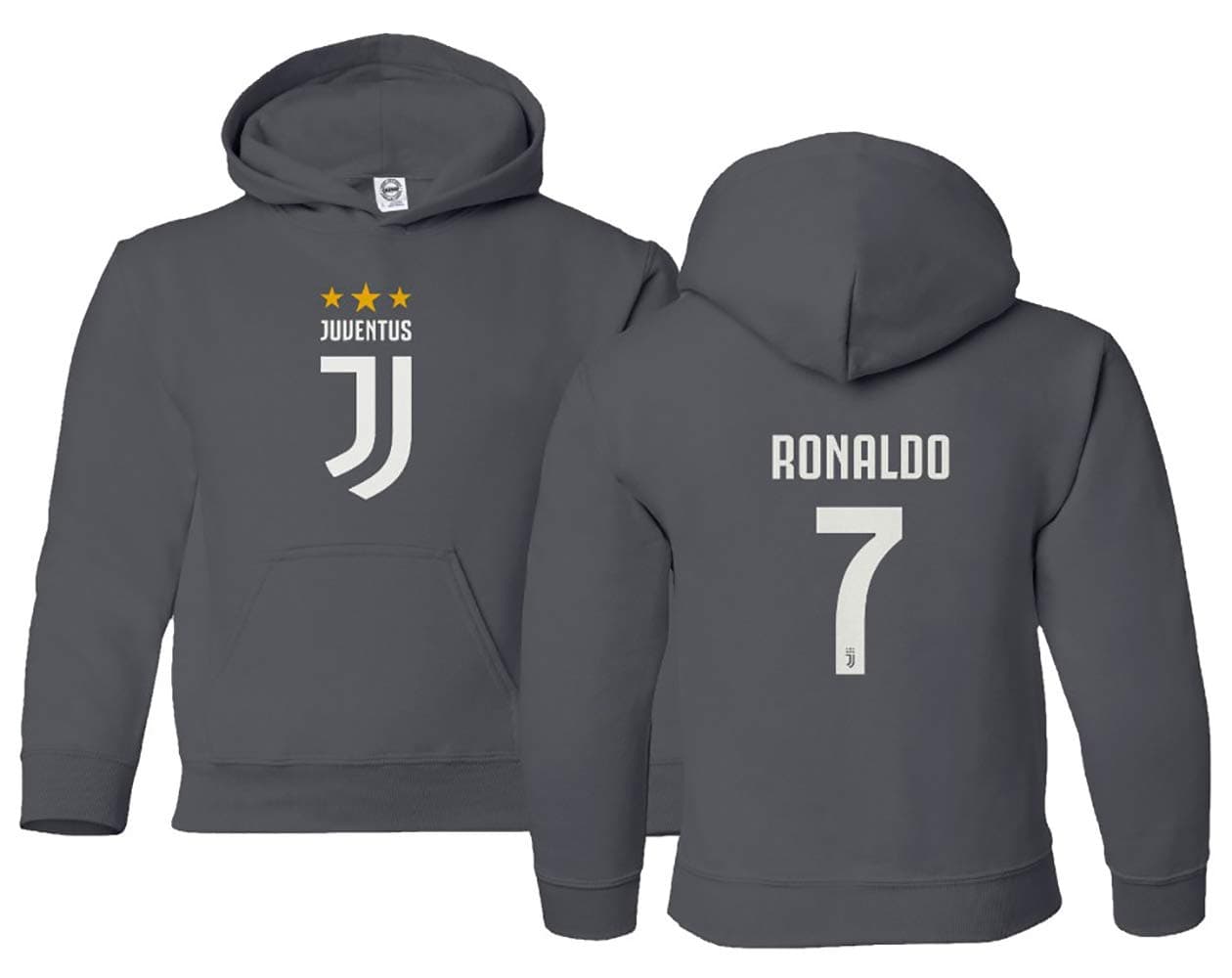 Spark Apparel Soccer Sweatshirt #7 Cristiano Ronaldo Juve Boys Girls Youth Hooded Sweatshirt