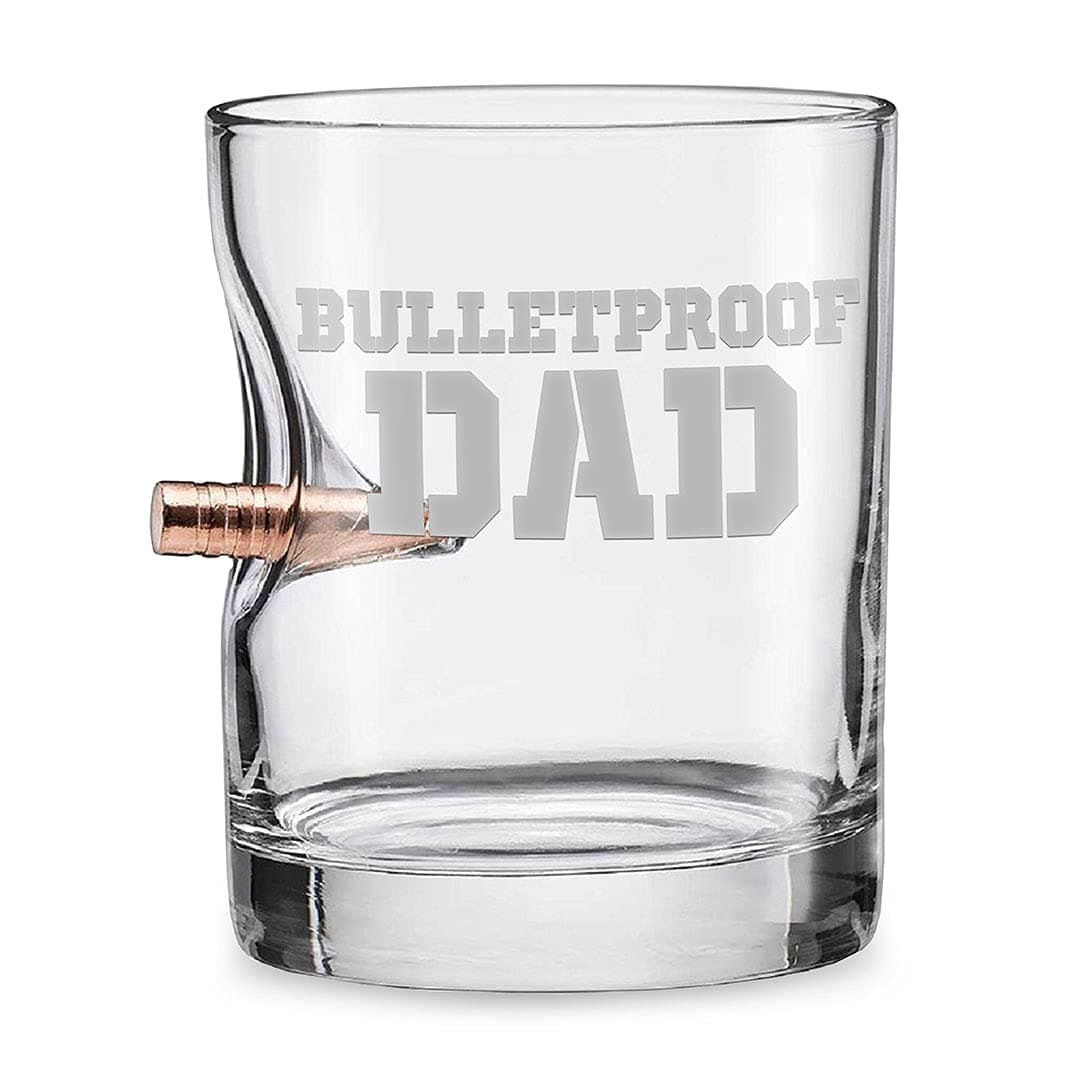 BenShot Bulletproof Dad Rocks Glass with Real .308 Bullet - 11oz | Made in the USA