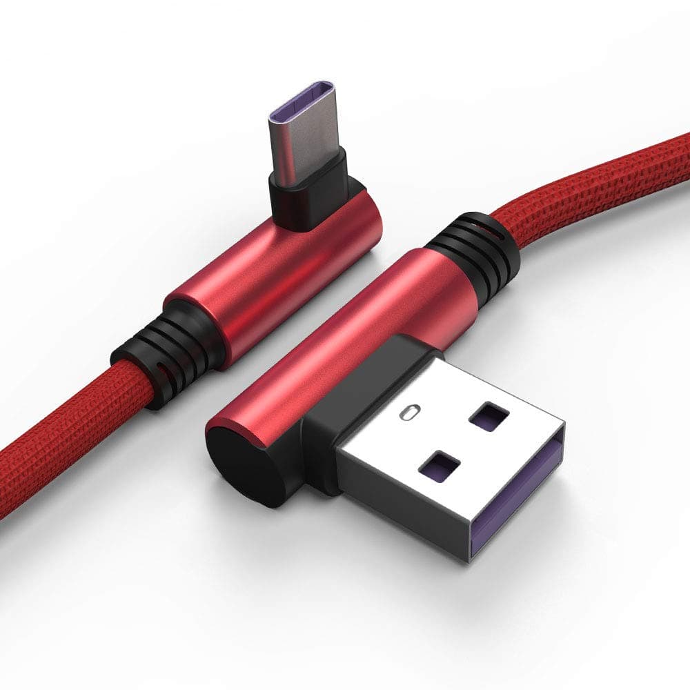 TECHGEAR USB Type C 90 Degree Right Angle Sync & Fast Charge Cable Compatible with Samsung S25 S24 S23 S22 S21 A15 A36 A55 5G, Pixel 9 8 7, OnePlus, Oppo Find X8 X5, Redmi Note, Moto, Honor Magic etc