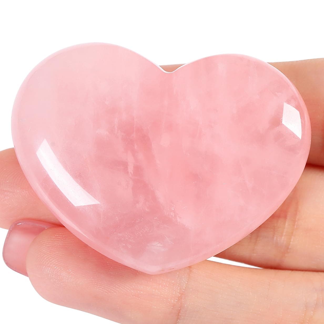 MAIBAOTA 4.5cm Healing Crystals Heart Gemstone Natural Reiki Quartz Love Crystal Decoration Bag Meditation Happiness Palm Concern Stone