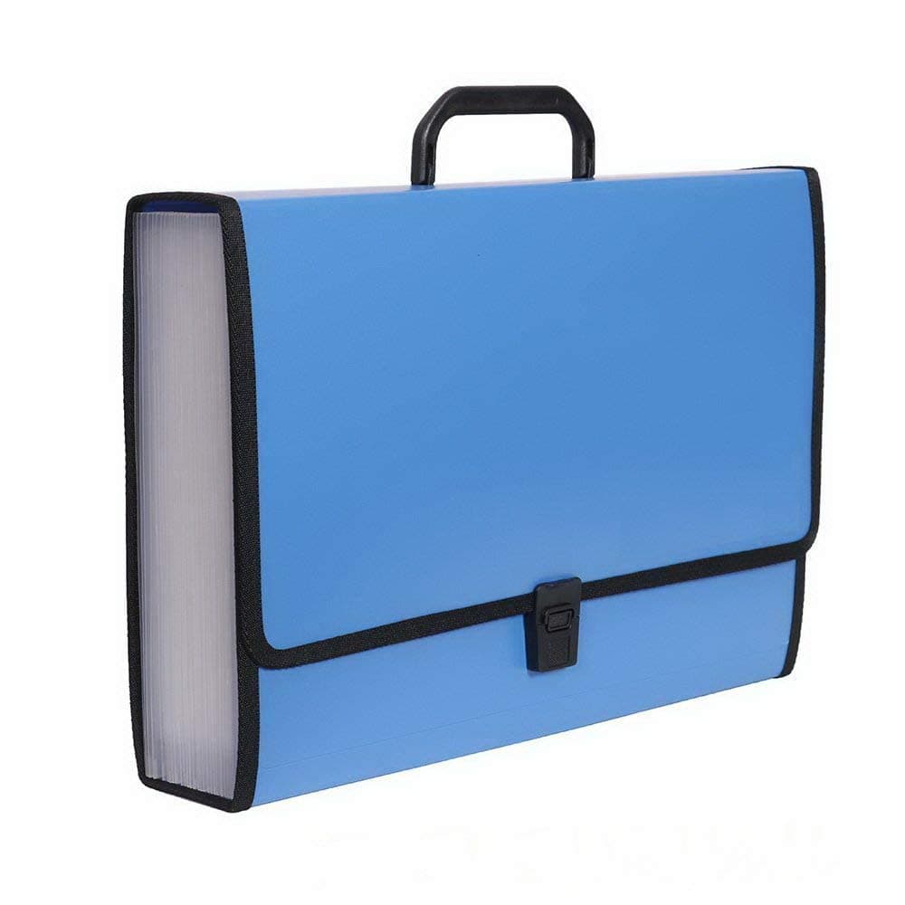 SECUREX Sturdy & Durable Jumbo A4 Size Expanding File Folder with 12 Pockets, Strong Handle and Lock (Assorted Color)