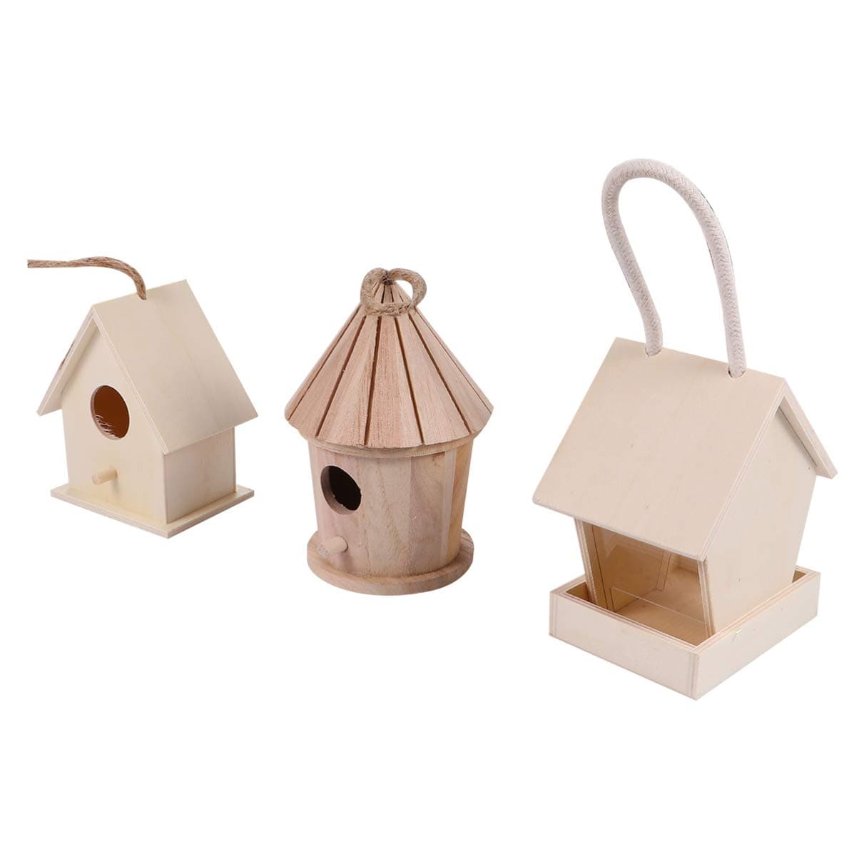 Healifty 3Pcs Bird Box Bird House DIY Classic Hut Style Hanging Bird Nest for Garden Room