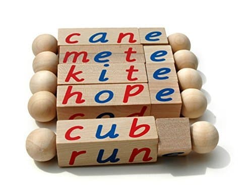 Silent E Reading Blocks - Teach Magic E to Preschoolers - Sight Word Educational Early Reader Wooden Twist Toy