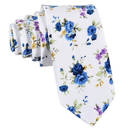 EasyJoy Skinny Ties Men's Cotton Printed Floral Necktie (color 5)