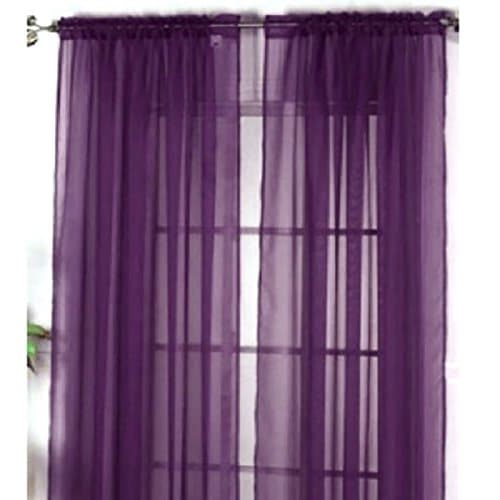 Befaith New Solid Color Voile Sheer Curtain Panel Window Curtains 100 * 200cm Deep Purple