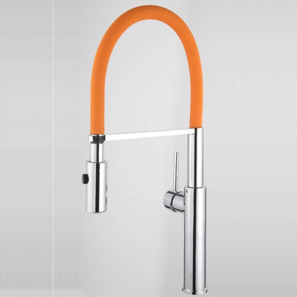 YanCui@ Kitchen sink foucet Contemporary chrome faucet hot and cold water spring spiral multifunction kitchen faucet , orange