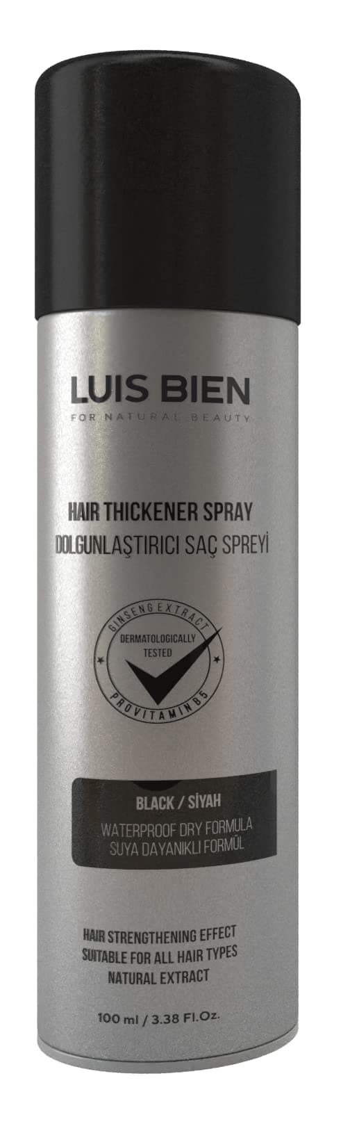 Luis Bien Hair Thickening Spray for Men and Women,Instant Hair Growth-Hair Building Fibers -Full and Thick Hair Instantly-Natural Hair Look-Easy and Quick Apply-Black 100 ML