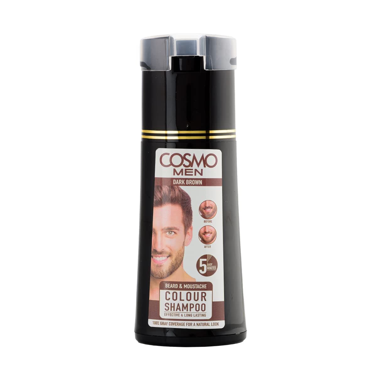 CD COSMO DESIGNSDark Brown Beard Colour Natural Shampoo For Unisex - 180ML, Ammonia Free, Damage Free, Color in 5 Minutes, All Hair Types