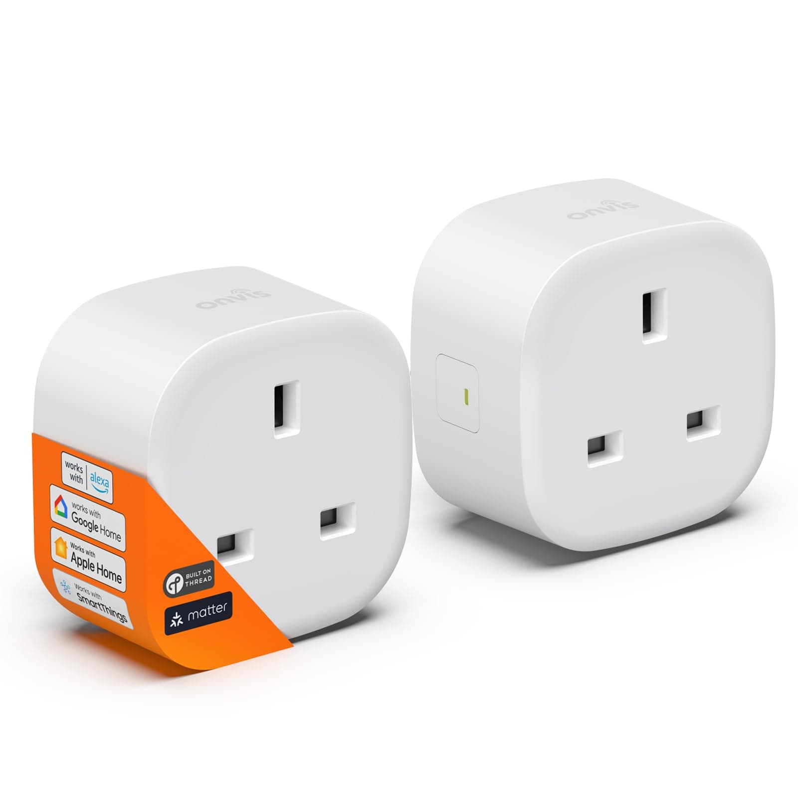 Smart Plug Thread, Matter Socket Outlet Works with Alexa, Apple Home, Home Assistant, Google Home, Remote Control & Automation Appliances, Schedule & Timer, Extend Thread Network (2 Pack)