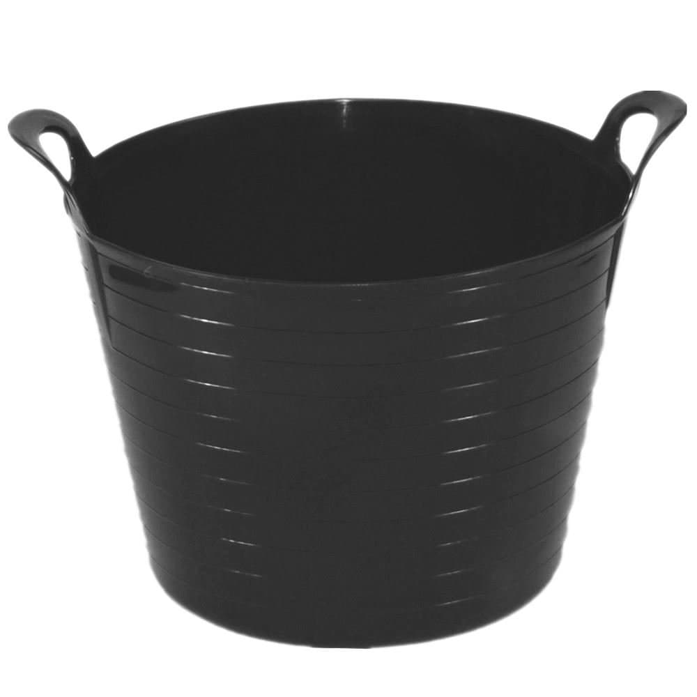 2 x Black 42 Litre Large Flexi Tub Garden Home Flexible Colour Rubber Storage Container Bucket Polyethylene Flex Tub - Made in U.K.
