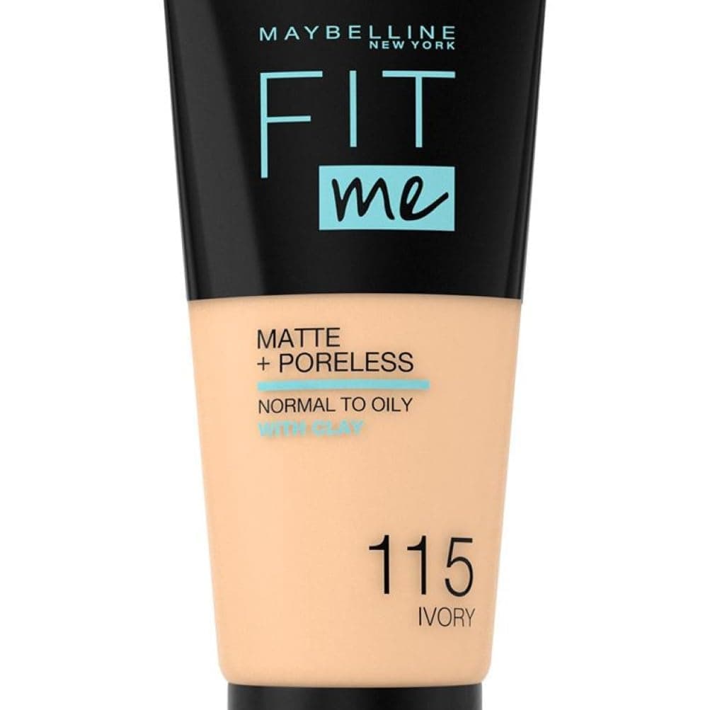 Fit Me Foundation, Lightweight Medium Coverage, Blendable With a Matte and Poreless Natural Finish, For Normal to Oily Skin, Shade: 115 Ivory, 30ml