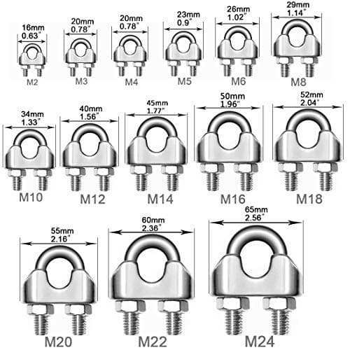 3 mm Stainless Steel U - Bolt Type Wire Rope Clip Clamp Regular for BOAD Heavy Duty U-Bolt Type Wire Rope Clip Clamp (2)