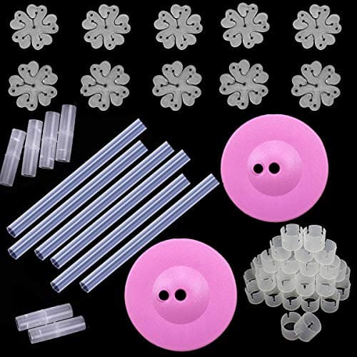 PRALB 6X30cm Balloon Column/Stick/Plastic Poles+50Pcs Balloon Rings+2Pcs Pink Water/Sand Fillable Bases+10Pcs 5In1 Balloon Clip Balloon Wedding Decorations Event Party Supplies Garden Decorations