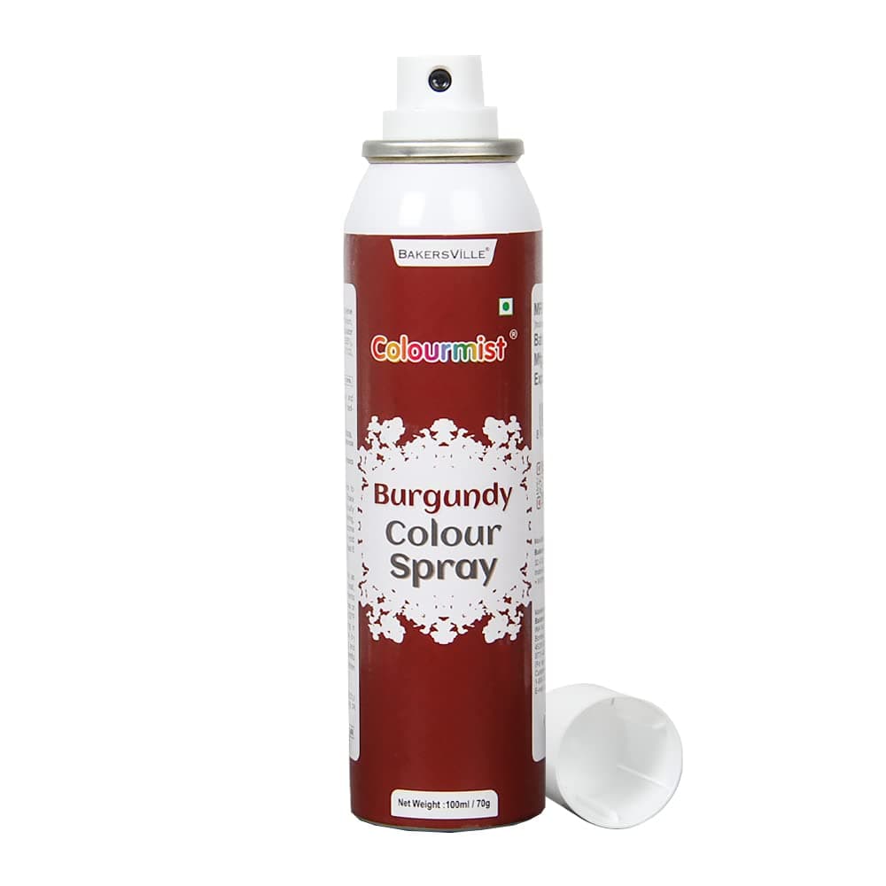 COLOURMIST Premium Edible Colour Spray (Burgundy), 100ml | Cake Decorating Spray Colour for Cakes, Cookies, Cupcakes Or Any Consumable For A Dazzling Effect, Burgundy