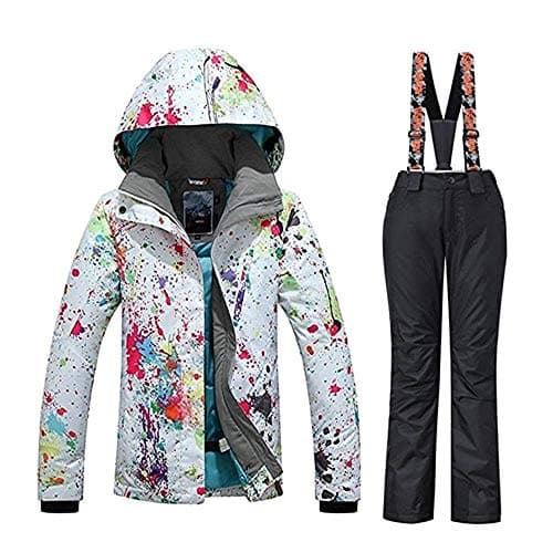Women's Fashion High Windproof Waterproof Snowsuit Colorful Printed Ski Jacket Pants …