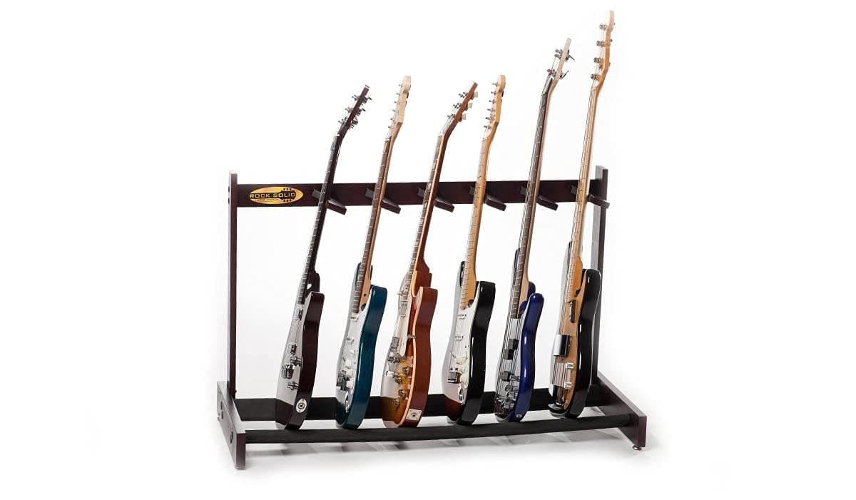 Rock Solid Guitar Stands The Classic Solid Mahogany 6 Multi Guitar Stand, Dark Cherry