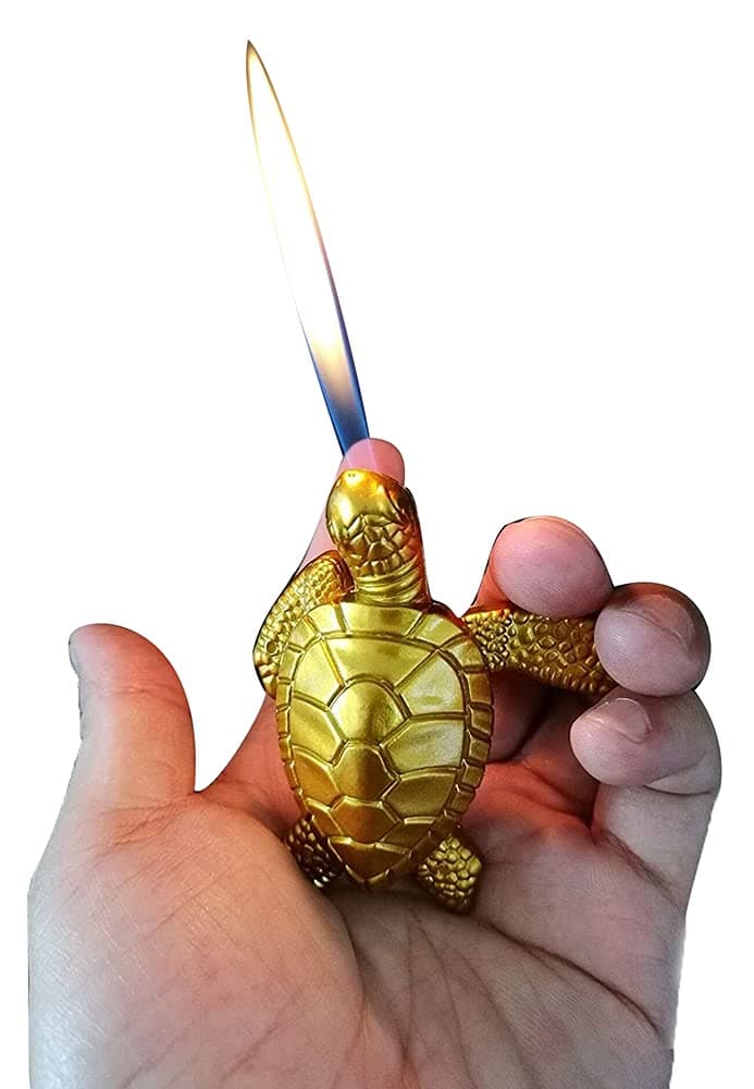 (Without Butane) Creative Funny Lighter Butane Lighter Metal Golden Turtle