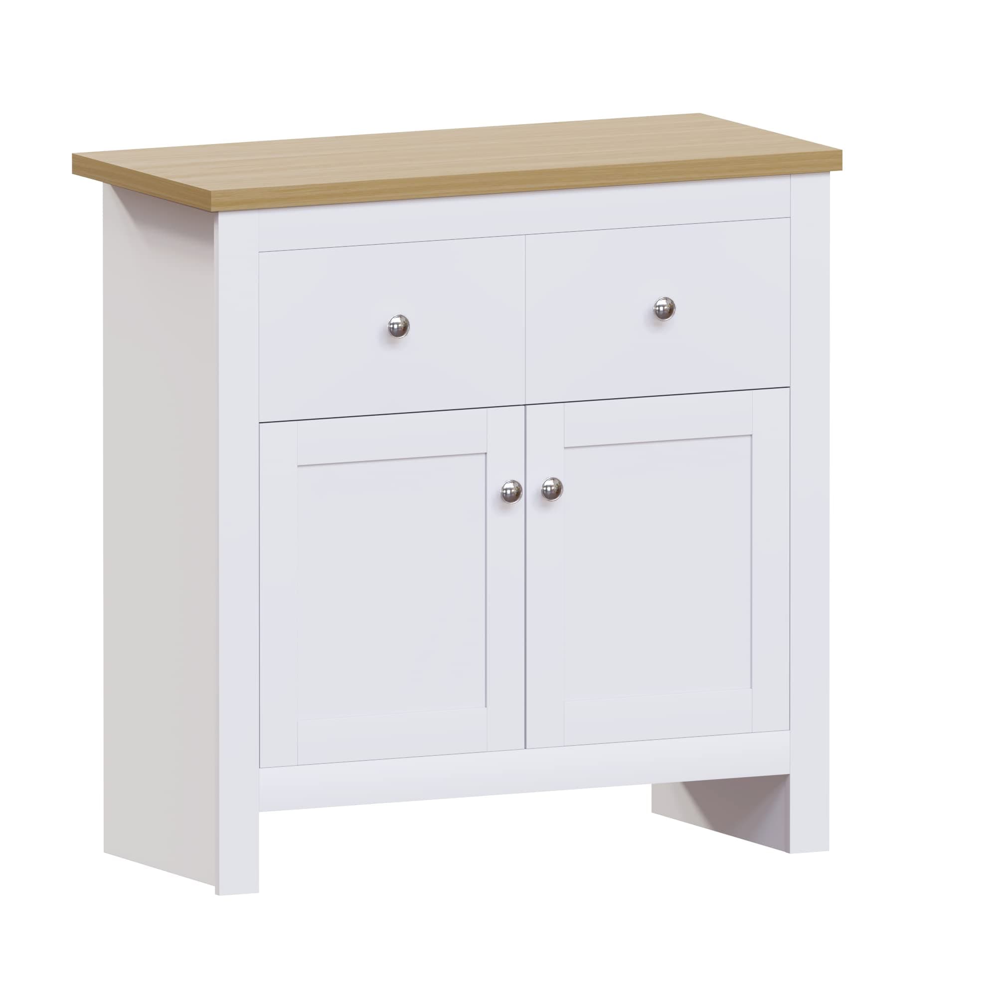 Arlington Sideboard, Buffet Table, Cupboard Cabinet Engineered Wood (White & Oak, 2 Drawer 2 Door)