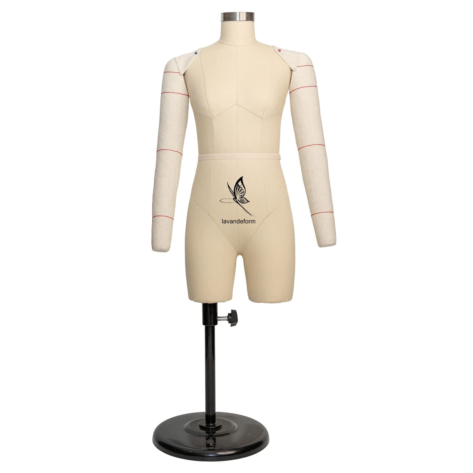 Half Scale Dress Form with Arms (Not Adult Full Size) Tailor Female Mannequin Torso for Sewing Fully Pinable Dressmaker Dummy,1/2 Trouser Pattern Making Model (Flexible Arms Beige)