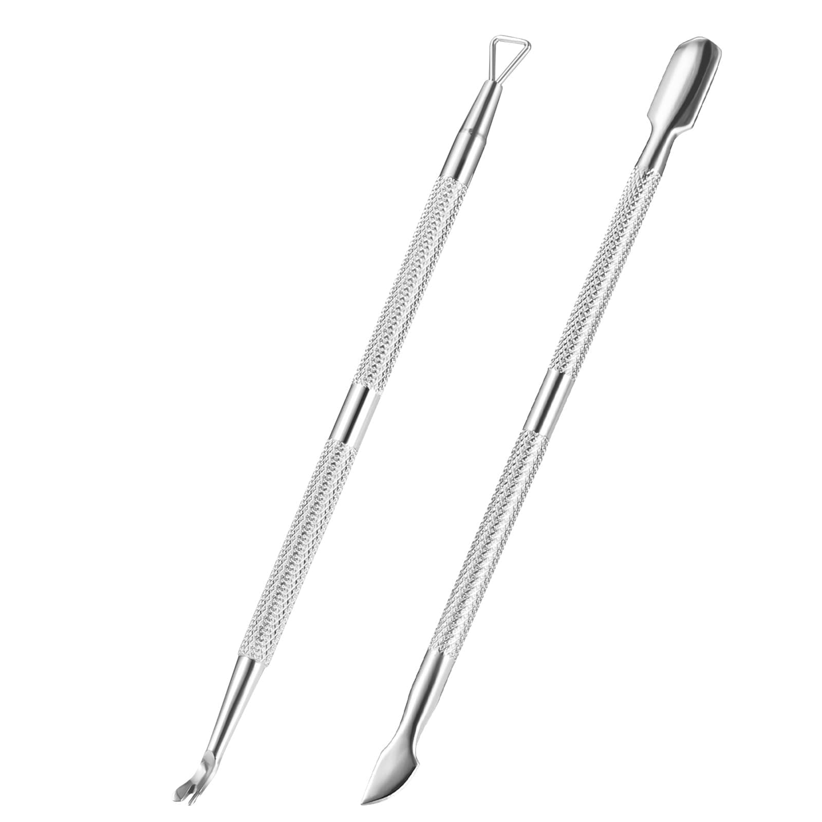 2PCS Cuticle Pusher and Cutter Remover, Xunxmas Salon Nail Scraper for Gel Polish, Stainless Steel Manicure and Pedicure Cleaner Tool for Fingernail and Toenail (Silver)