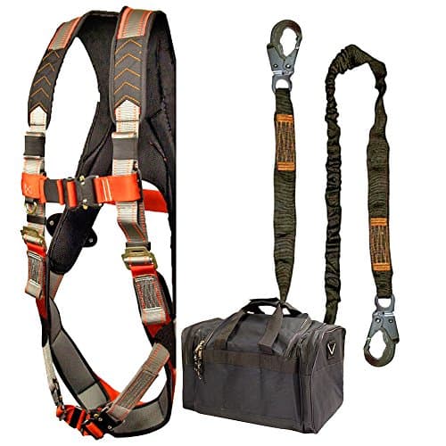 Madaco Roof Construction Fall Protection Full Body Industrial Safety Harness Internal Shock Absorbing 6FT Lanyard Kit Size M-XXL ANSI OSHA Max II