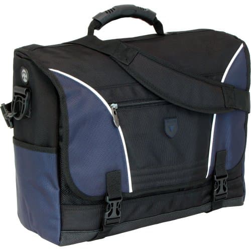 Falcon Messenger Business Casual Bag for 17" Laptop - Black/Blue Trim FI2593