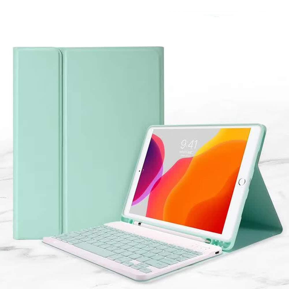 for Newest iPad 8th Generation (2020)/7th Generation(2019) 10.2 inch Keyboard Leather Case,Removable Slim Lightweigh Folio Cover Wireless Bluetooth Keyboard for iPad 10.2" (light Green)