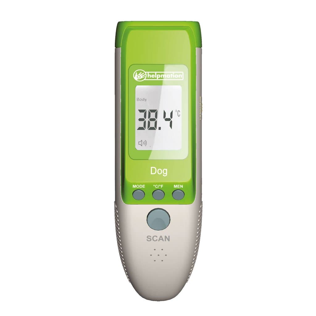 Infrared Thermometer RC4T for dogs from Helpmation | Hygienic, fast and reliable temperature measurement with your dog! | Small size, making it suitable for traveling | Three measurement methods: body surfaces and air | Audible alarm is once exceeded a body temperature of 39.2° C | Handy and easy to use