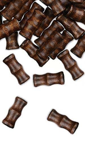 100 Hand Cut Bamboo Shaped Dark Brown Boxwood Wooden Wood Tube Beads