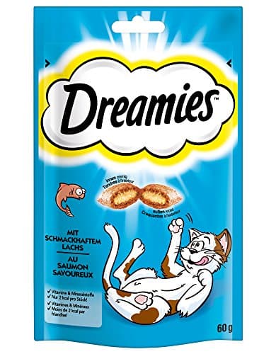 Dreamies Classic Salmon Cat Treats - Dreamy Crispy Bags with Delicate Padding - 6 x 60g