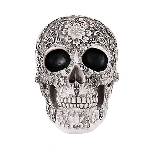 Adult Skull Model Life Size Human Skulls Retro Floral Resin Collectible