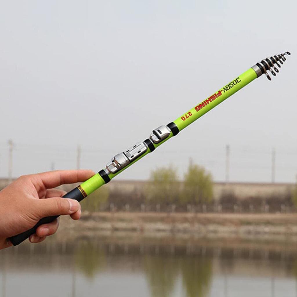 Kush Carbon Fiber Telescopic Rock Fishing Rod Sea Pole Travel Rod 2.1m Green