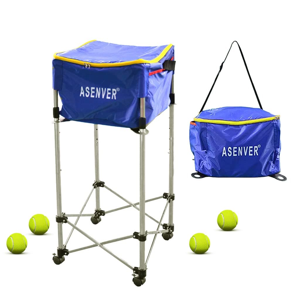 Tennis Ball Cart Removable Pickleballs Hopper with Wheels Basket Hold Up to 160 Balls for Tennis Ball