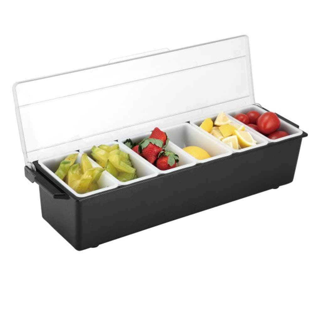 SB GoodsIce Cooled Condiment Serving Container, Iced Cooled Garnish Station Serving Tray with lid for Home Work or Restaurant Salad Platter (6-Tray)