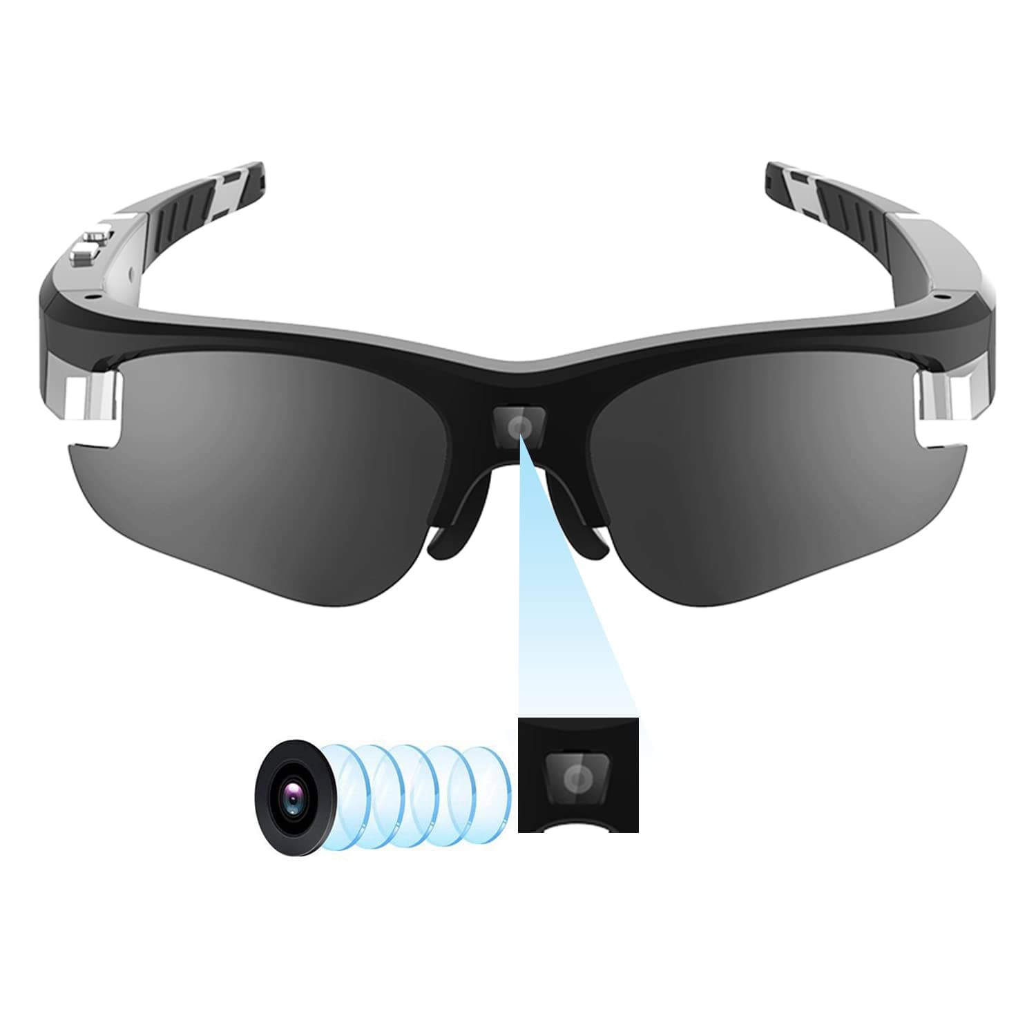 Camera Sunglasses 1080P Full HD Video Glasses with Polarized UV400 Protection for Outdoor Sports