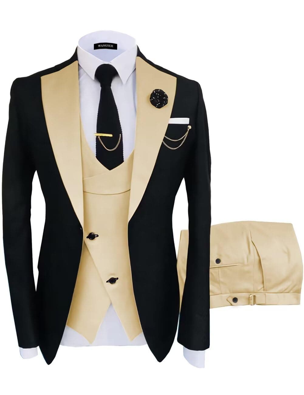 Mens 3 Piece Slim Fit Suit Wedding Prom Tuxedo Formal Business Suits for Men Blazer Vest Pants Set