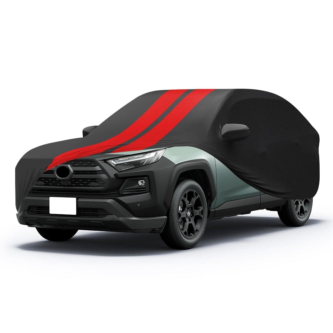 DZG Car Cover SUV Full Car Cover Stretch Soft Car Cover Heat Protection Anti-UV Scratch Resistant Dustproof Universal Fit 4.46-4.75m(175-187 inch) Black Red