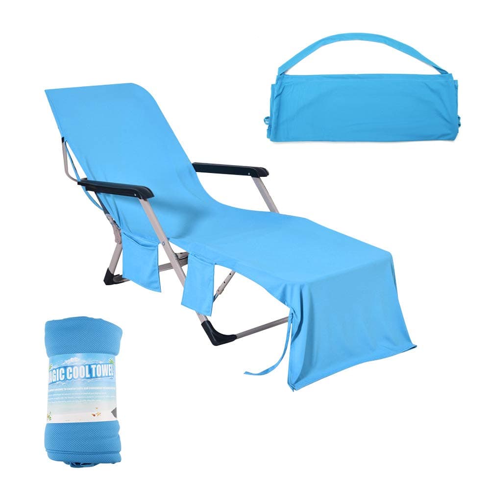 Lounge Chair Towel, Beach Towel Microfiber Pool Lounge Chair Cover Lawn Chair Cover Patio Chair Cover with Pockets Holidays Sunbathing Quick Drying Towels 75x210 cm