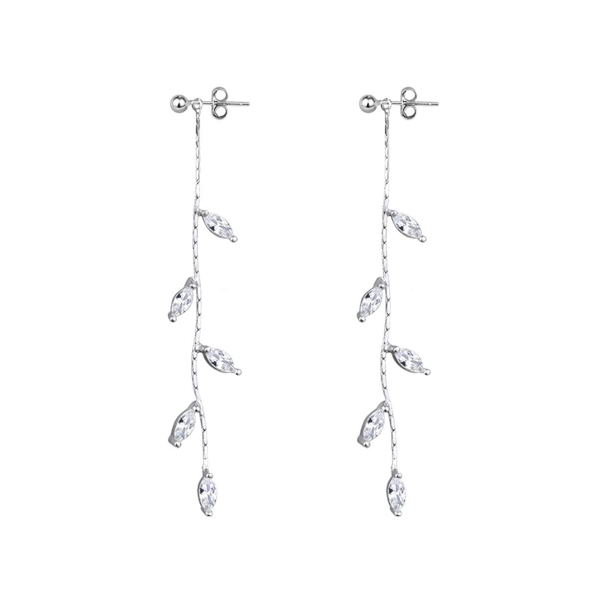 Solid 925 Sterling Silver Droplet Dangle Earrings Chain for Women Teens Olive Leaf Wedding Dangle Earrings Bridal Earrings