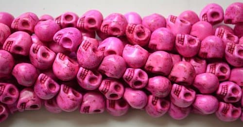 50 Pink Howlite Skull Beads (Loose) - Day of the Dead (Dia De Los Muertos)
