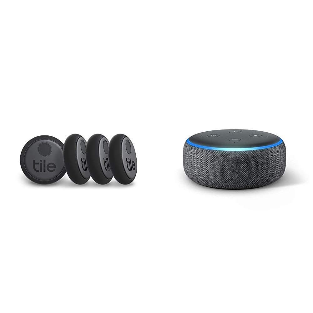 Tile Sticker (2020) - 4-Pack Echo Dot (3rd Gen) Amazon Smart Speaker with Alexa