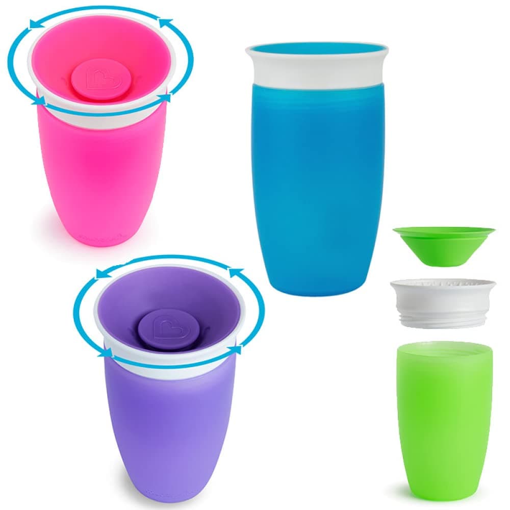 Munchkin Miracle Non-Spill 360 Degree Seal Proof Valve Toddler Sippy Cup 296ml (1 Random Colour)