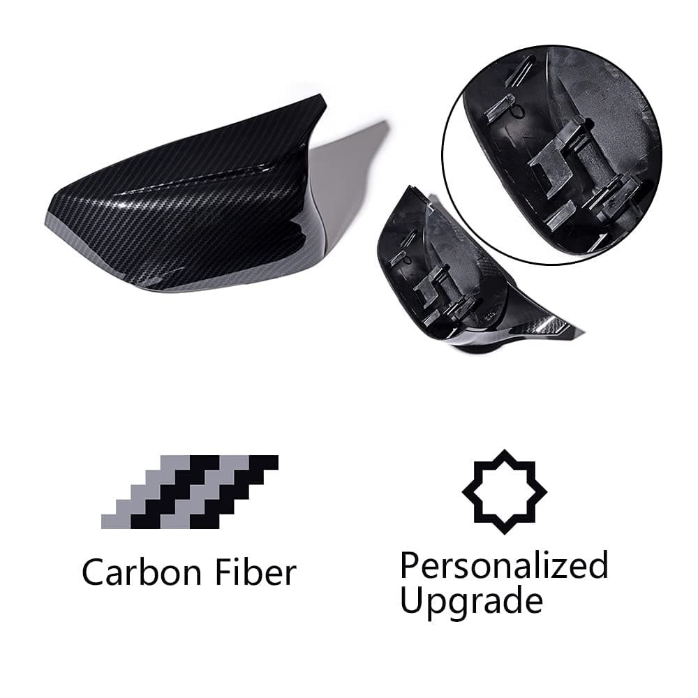 Astra Depot Pair Side Mirror Cover Cap Add On Carbon Fiber Compatible For Infiniti Q50 Q60 QX30 Q70 2014-2021